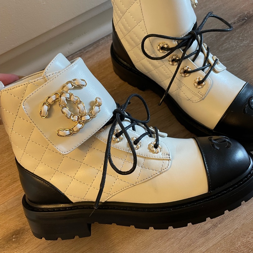 Chanel combat boots